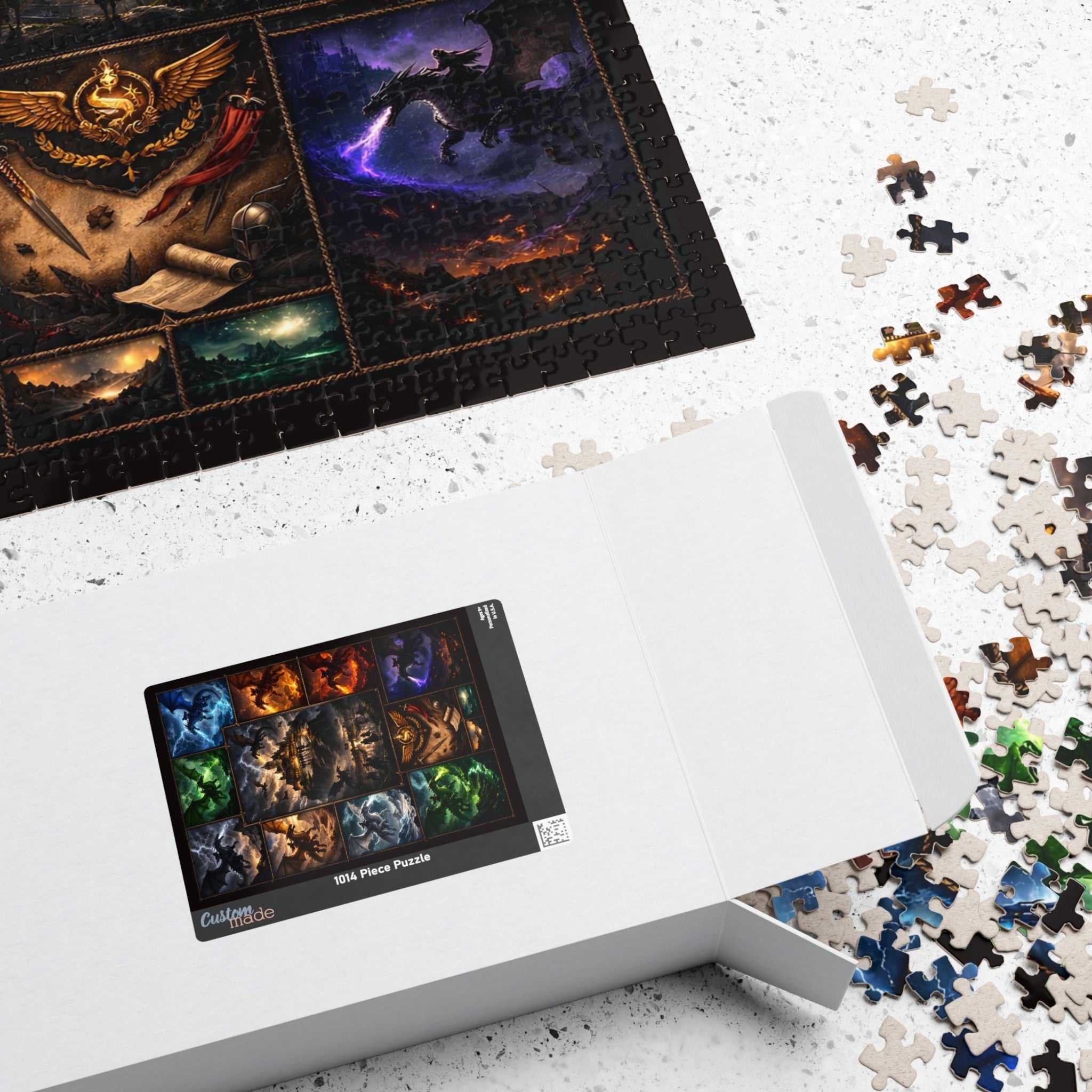 dragon themed gift for fantasy readers, best dragon puzzle under 50 dollars, 1014 piece fantasy dragon puzzle, cozy hobby puzzle for booktok fans