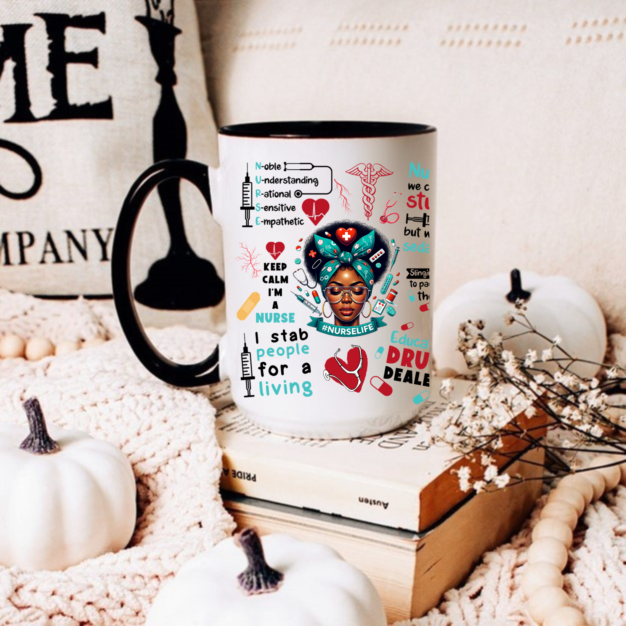 Funny Nurse Life 11 and 15oz Coffee Mug Medical Humor Gift for RN LPN CNA Students & Healthcare Workers