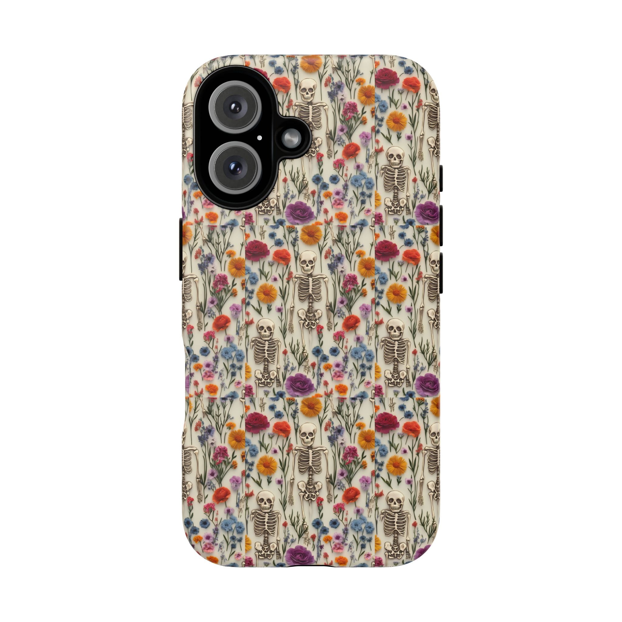 Skeleton Floral Phone Case – Gothic Vintage Botanical Skull Cover for iPhone, Samsung & Pixel Models