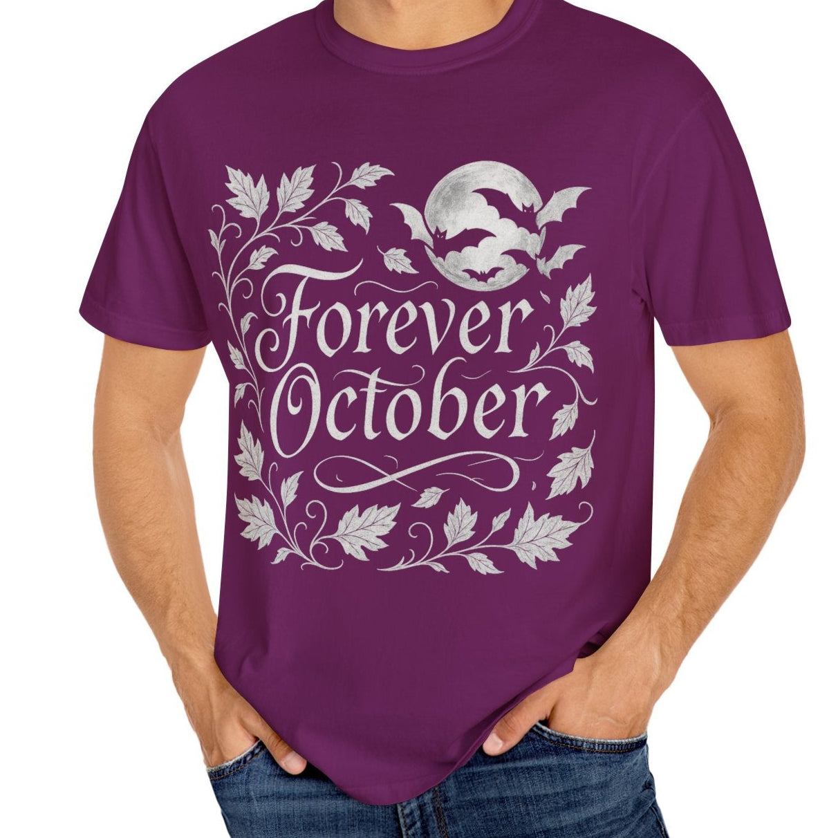 Forever October Comfort Colors Tee Cozy Gothic Fall Shirt for Halloween Lovers & Autumn Vibes