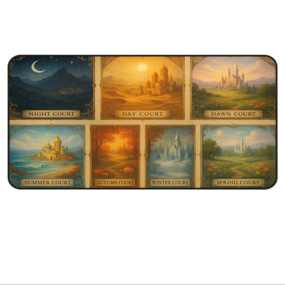 spring court floral landscape mouse pad for readers, seven courts fantasy gaming desk mat bookish decor