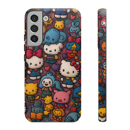 Cute Kawaii Cartoon Phone CaseColorful Hello Kitty Style Collage Cover for iPhone & Samsung