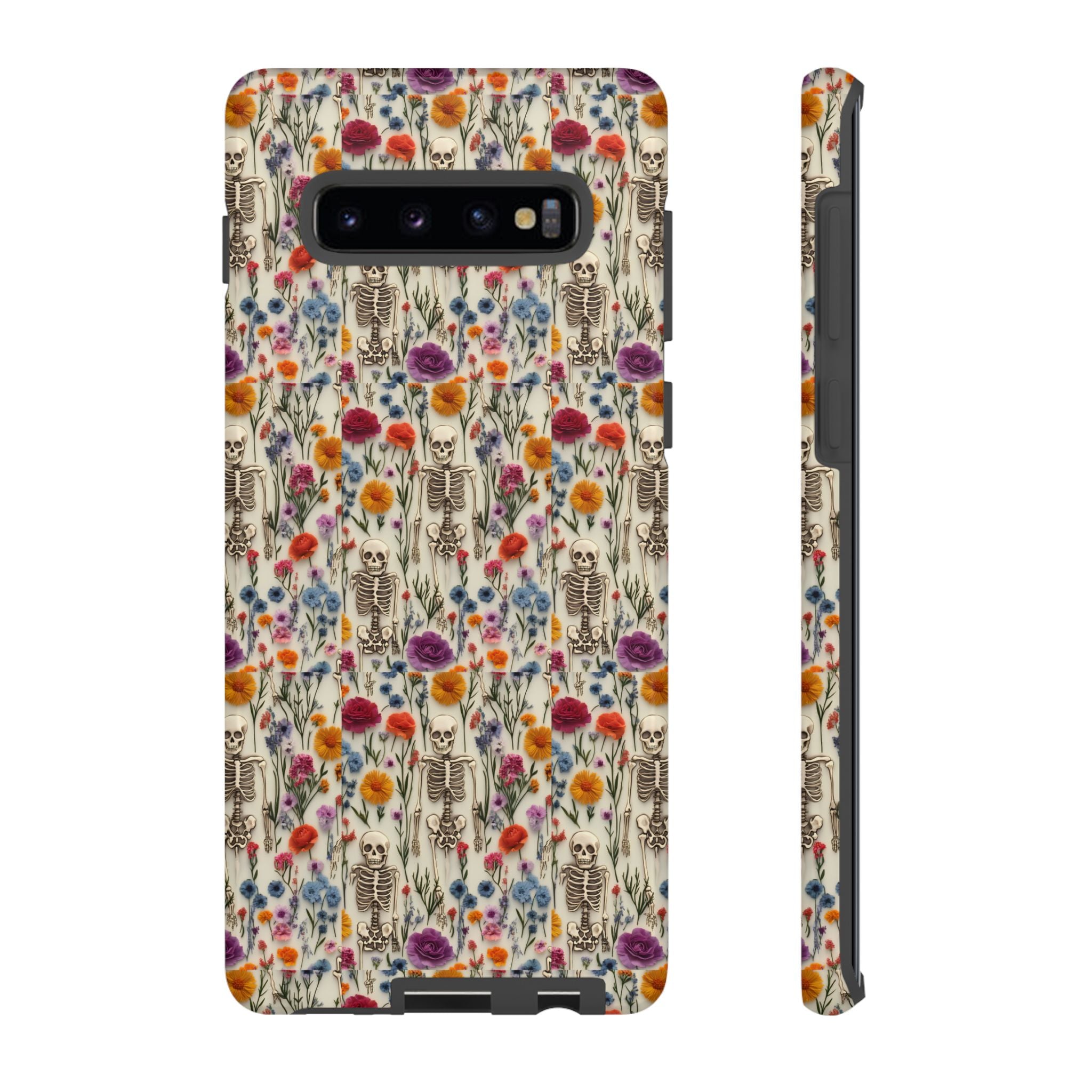 Skeleton Floral Phone Case – Gothic Vintage Botanical Skull Cover for iPhone, Samsung & Pixel Models