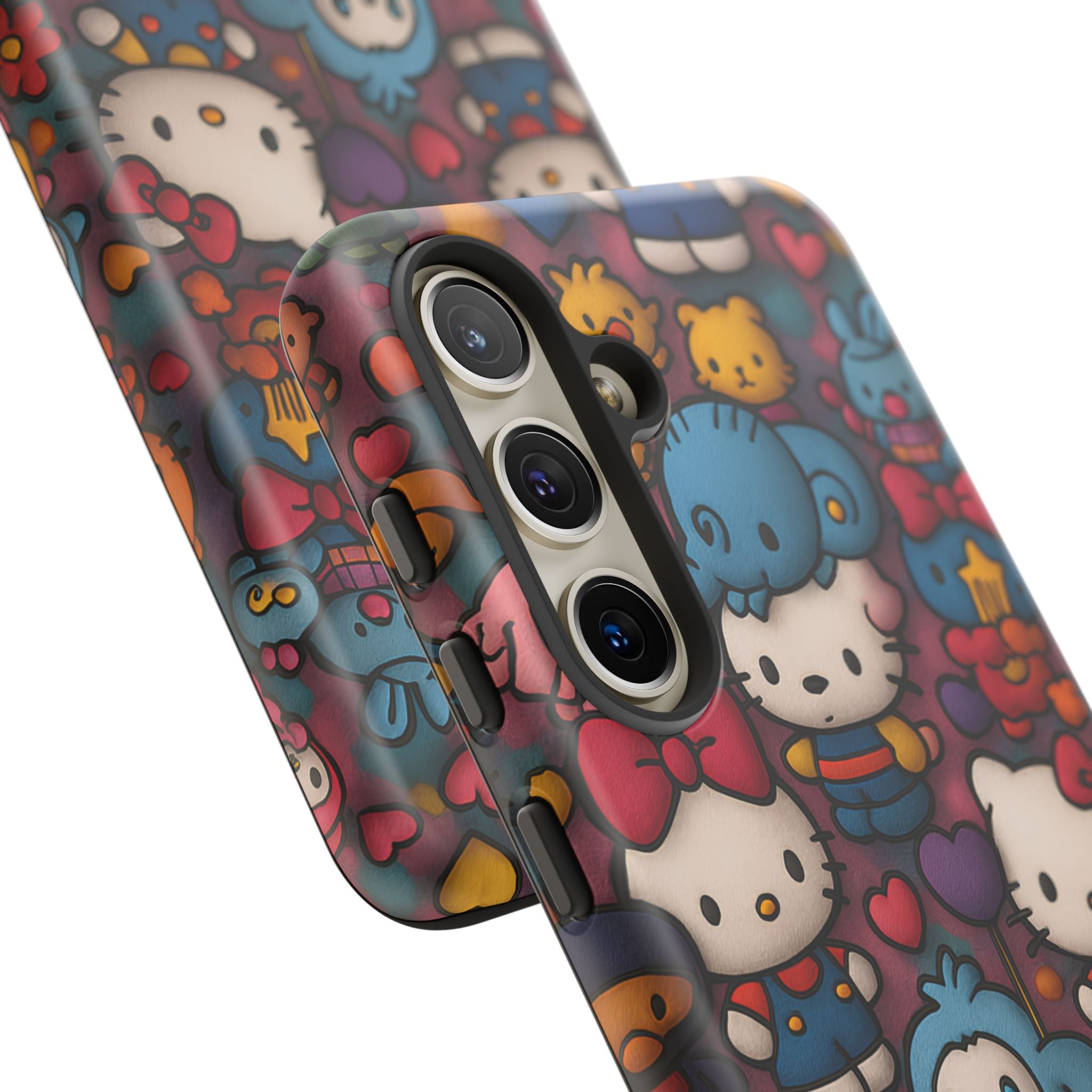 Cute Kawaii Cartoon Phone CaseColorful Hello Kitty Style Collage Cover for iPhone & Samsung