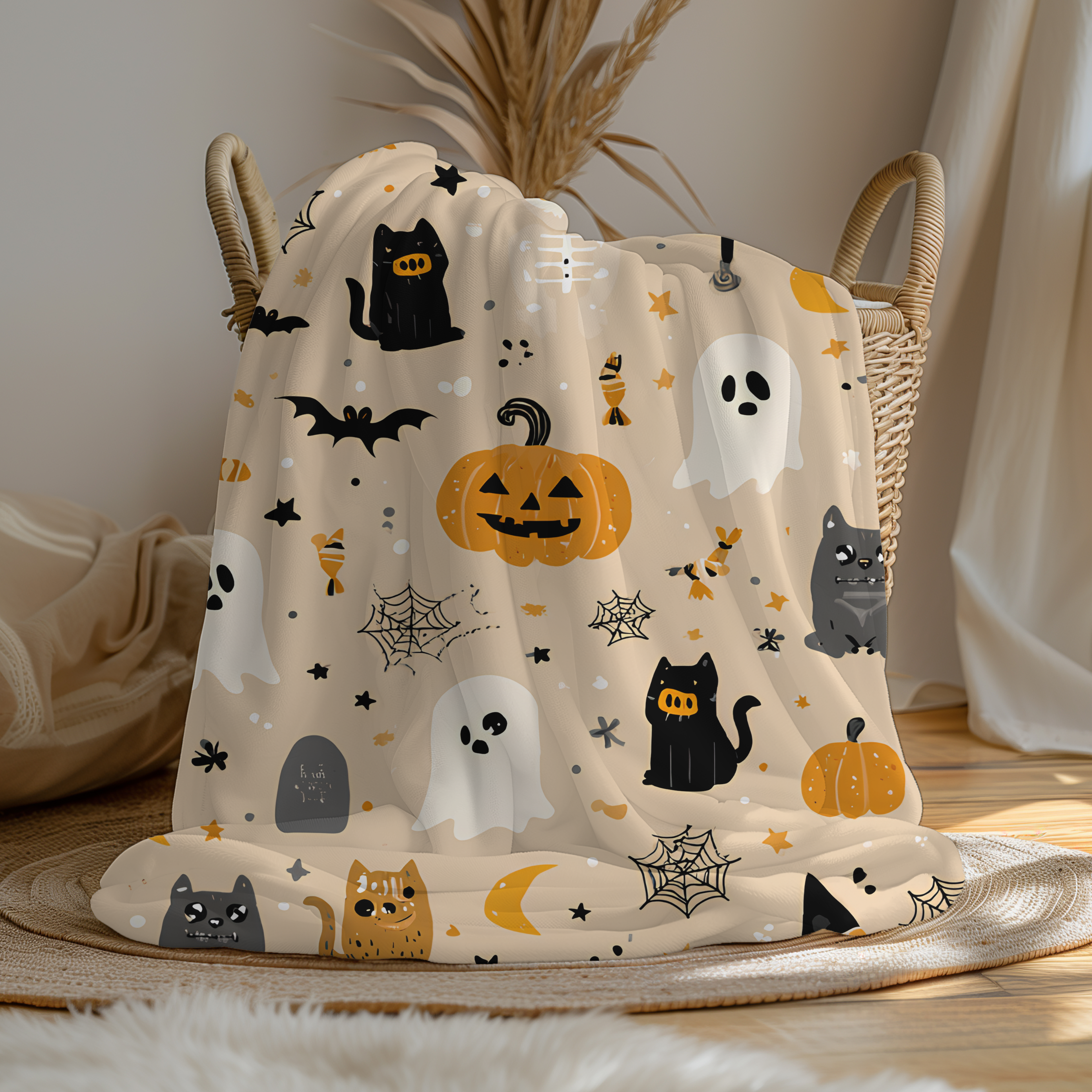 Halloween Velveteen Blanket – Cozy Spooky Throw for Fall & Holiday Decor