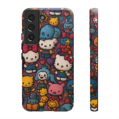 Cute Kawaii Cartoon Phone CaseColorful Hello Kitty Style Collage Cover for iPhone & Samsung