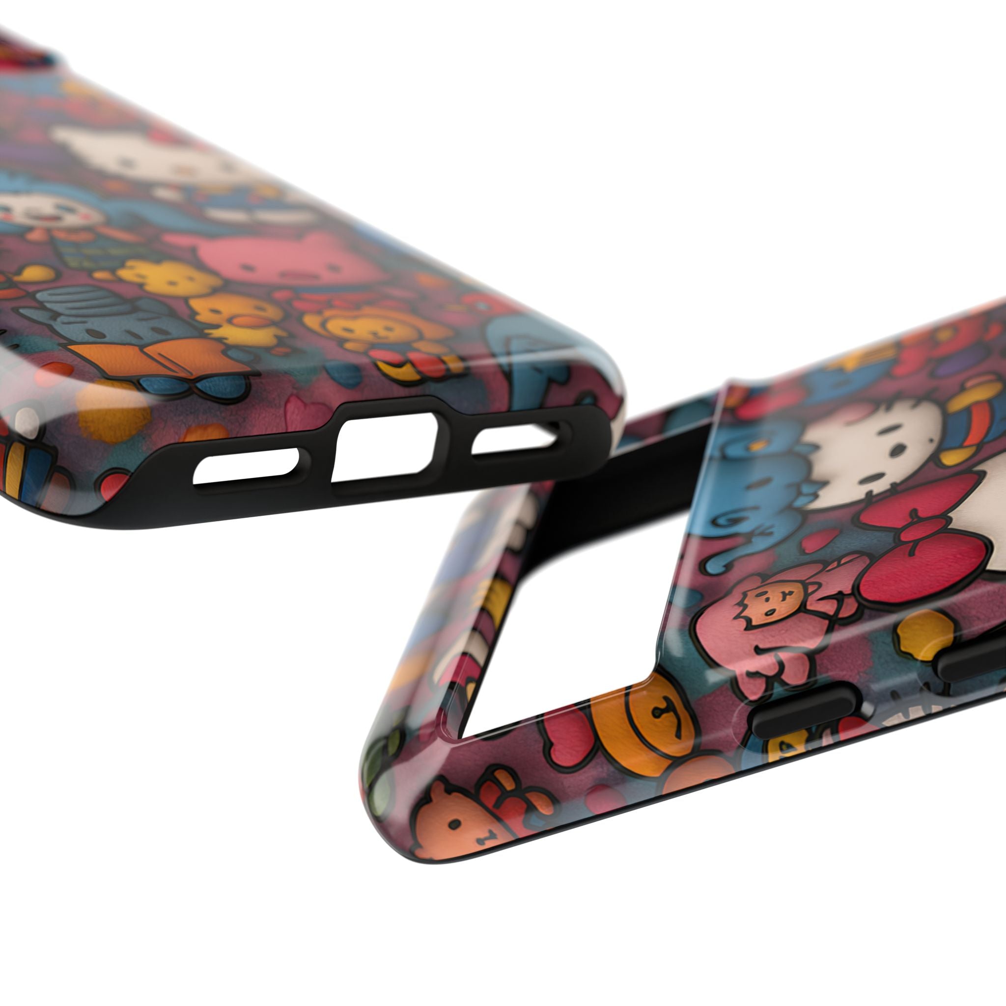 Cute Kawaii Cartoon Phone CaseColorful Hello Kitty Style Collage Cover for iPhone & Samsung