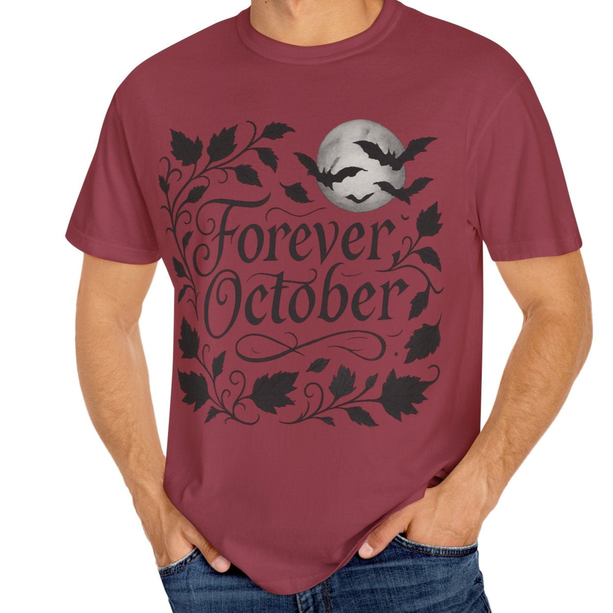 Forever October Comfort Colors Tee Cozy Gothic Fall Shirt for Halloween Lovers & Autumn Vibes