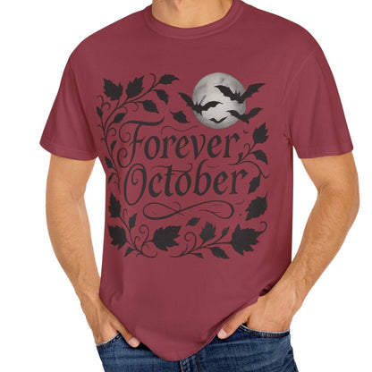 Forever October Comfort Colors Tee Cozy Gothic Fall Shirt for Halloween Lovers & Autumn Vibes