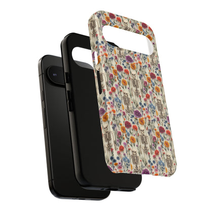 Skeleton Floral Phone Case – Gothic Vintage Botanical Skull Cover for iPhone, Samsung & Pixel Models