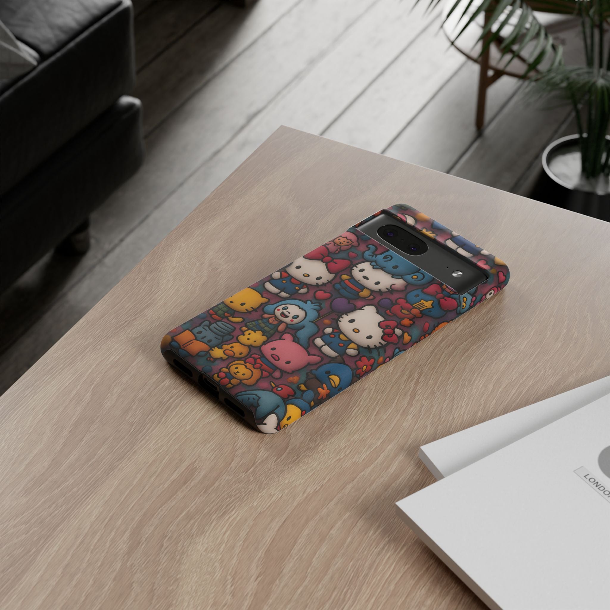 Cute Kawaii Cartoon Phone CaseColorful Hello Kitty Style Collage Cover for iPhone & Samsung
