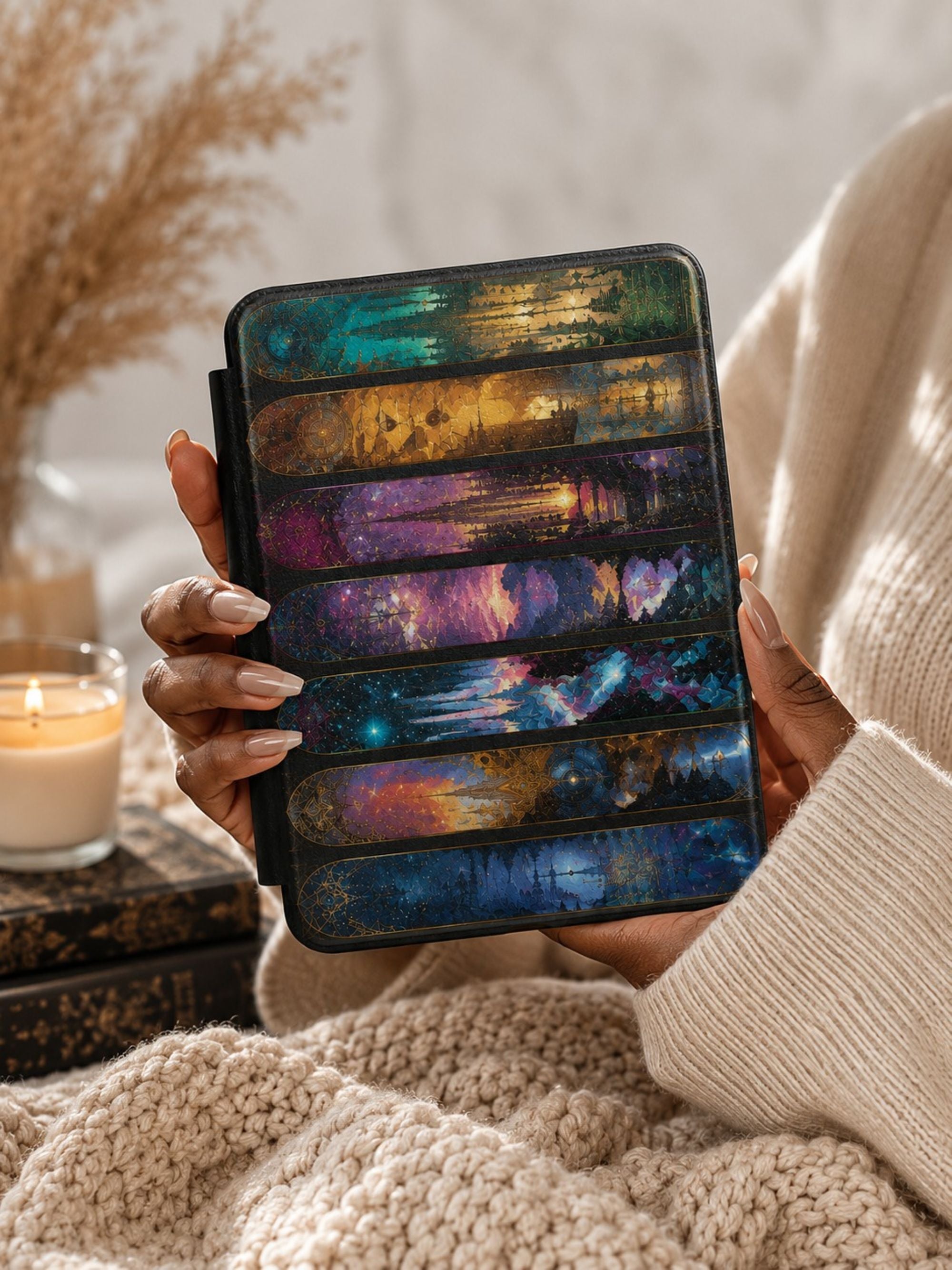 Scenes of Throne of Glass Kindle Case Paperwhite Colorsoft | Romantasy Stained-Glass Fantasy Cover