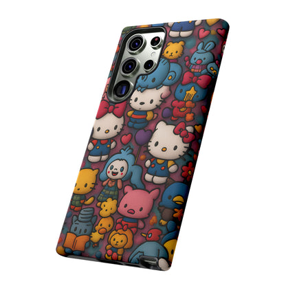 Cute Kawaii Cartoon Phone CaseColorful Hello Kitty Style Collage Cover for iPhone & Samsung