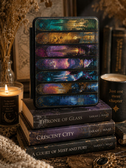 Scenes of Throne of Glass Kindle Case Paperwhite Colorsoft | Romantasy Stained-Glass Fantasy Cover