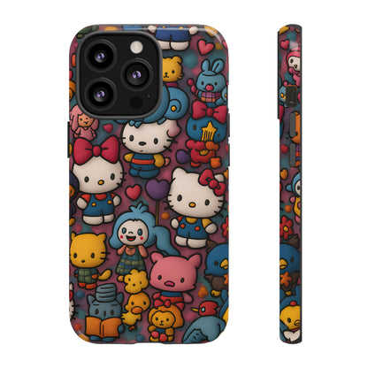 Cute Kawaii Cartoon Phone CaseColorful Hello Kitty Style Collage Cover for iPhone & Samsung