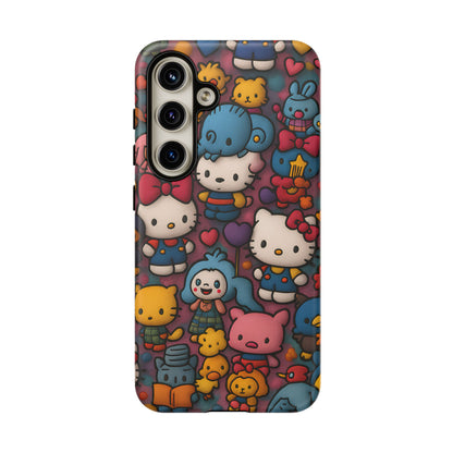 Cute Kawaii Cartoon Phone CaseColorful Hello Kitty Style Collage Cover for iPhone & Samsung