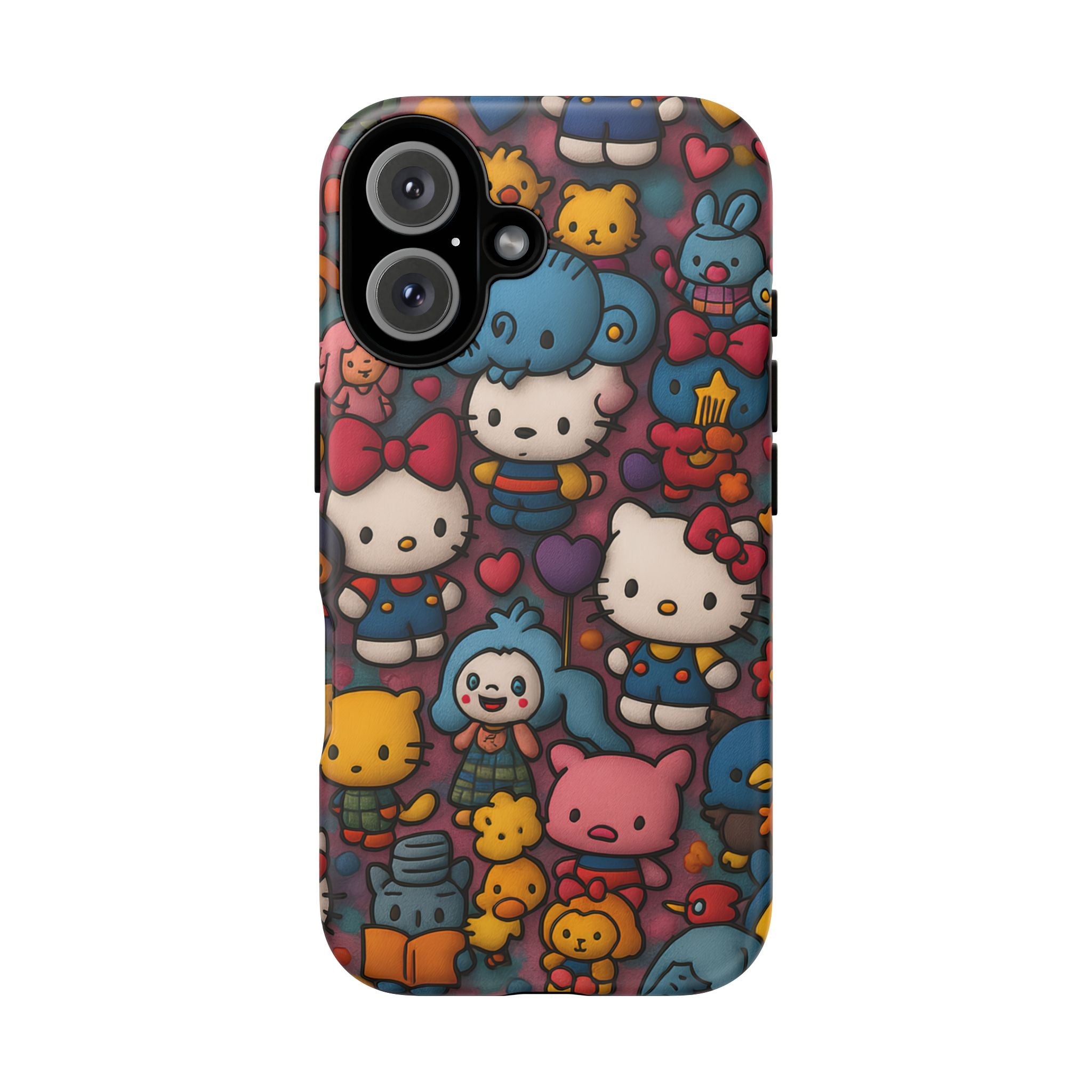 Cute Kawaii Cartoon Phone CaseColorful Hello Kitty Style Collage Cover for iPhone & Samsung