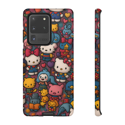 Cute Kawaii Cartoon Phone CaseColorful Hello Kitty Style Collage Cover for iPhone & Samsung
