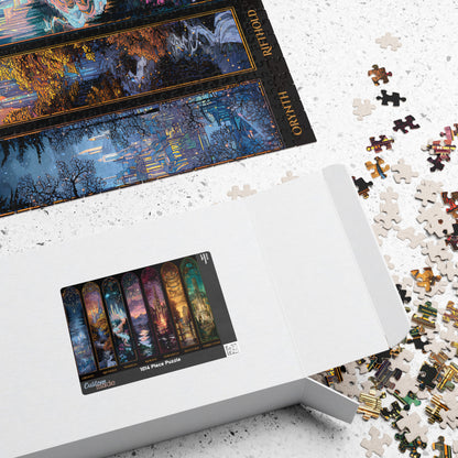 Bookish collectible jigsaw puzzle for fantasy fans, Scenes of Throne of Glass fantasy jigsaw puzzle featuring iconic cities,
