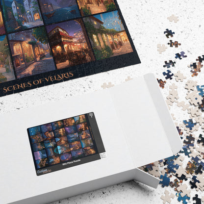 vibrant fantasy puzzle for cozy homes, mindful hobby puzzle for creative women, fantasy inspired cityscape puzzle gift