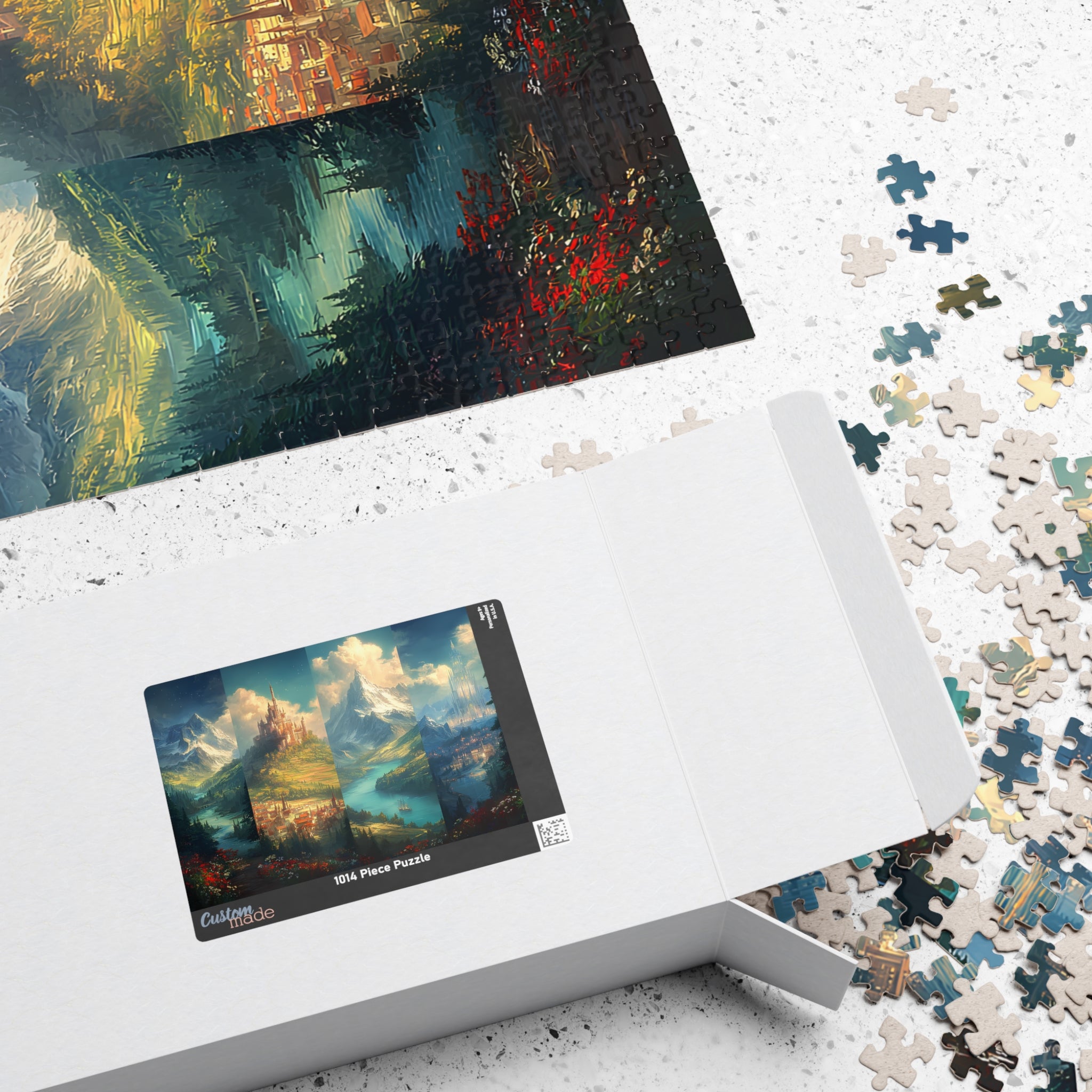 Scenes of Terrasen Fantasy Puzzle | Enchanted Kingdom Castle & Mountain River Jigsaw | Cozy Gift