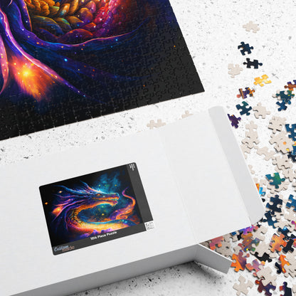 Cosmic Dragon Jigsaw Puzzle  Vibrant Galaxy Fantasy Art for Adults, Mystical Dragon Lover Gift