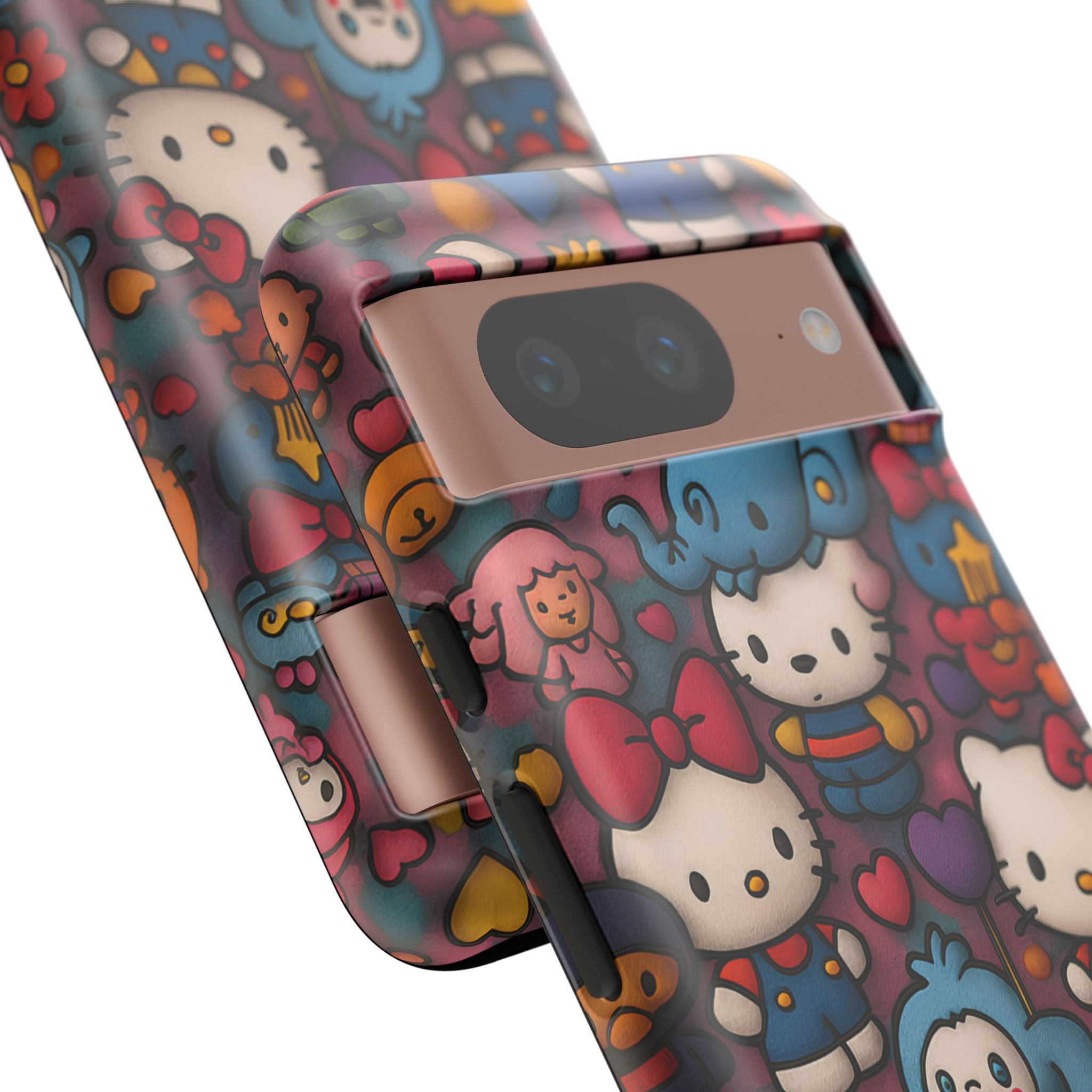 Cute Kawaii Cartoon Phone CaseColorful Hello Kitty Style Collage Cover for iPhone & Samsung