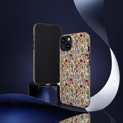 Skeleton Floral Phone Case – Gothic Vintage Botanical Skull Cover for iPhone, Samsung & Pixel Models