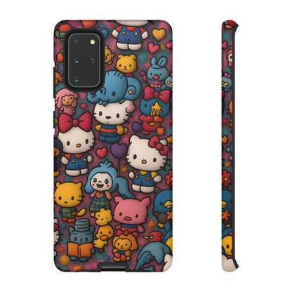 Cute Kawaii Cartoon Phone CaseColorful Hello Kitty Style Collage Cover for iPhone & Samsung