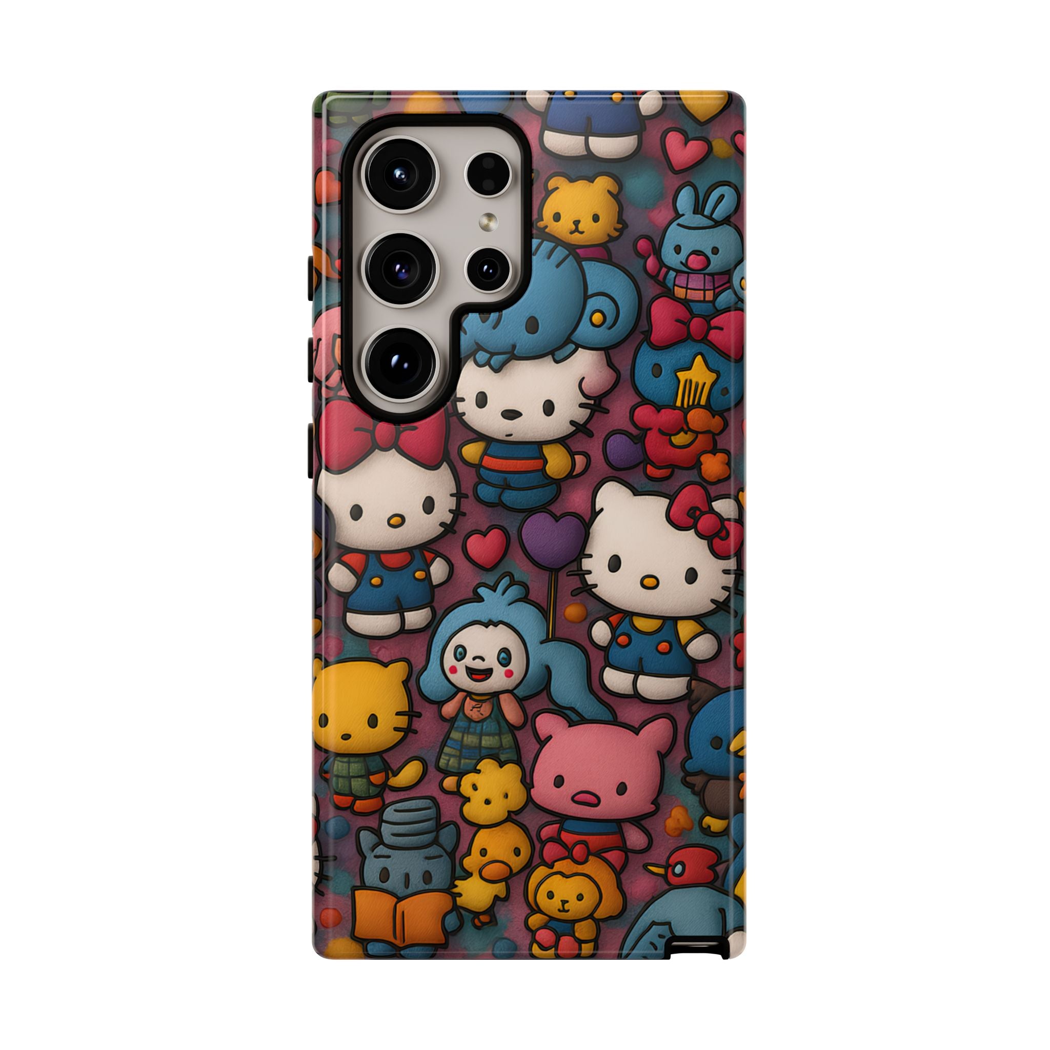 Cute Kawaii Cartoon Phone CaseColorful Hello Kitty Style Collage Cover for iPhone & Samsung