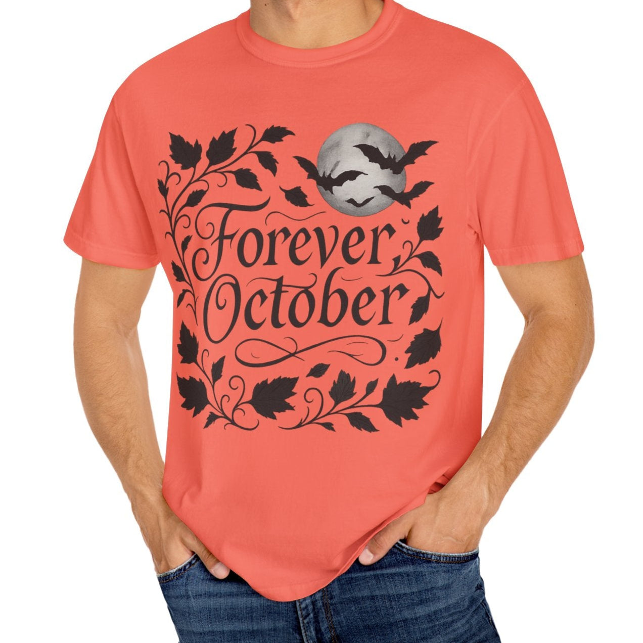 Forever October Comfort Colors Tee Cozy Gothic Fall Shirt for Halloween Lovers & Autumn Vibes