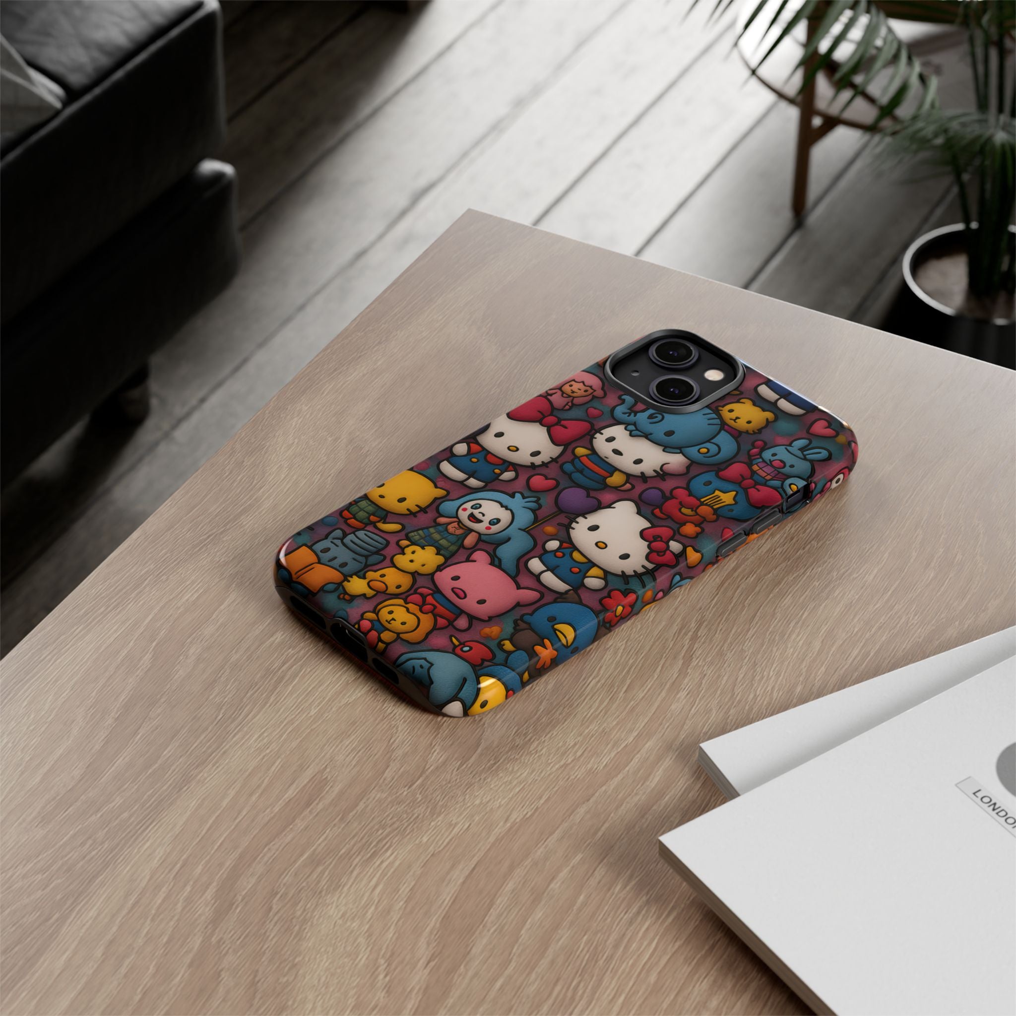 Cute Kawaii Cartoon Phone CaseColorful Hello Kitty Style Collage Cover for iPhone & Samsung