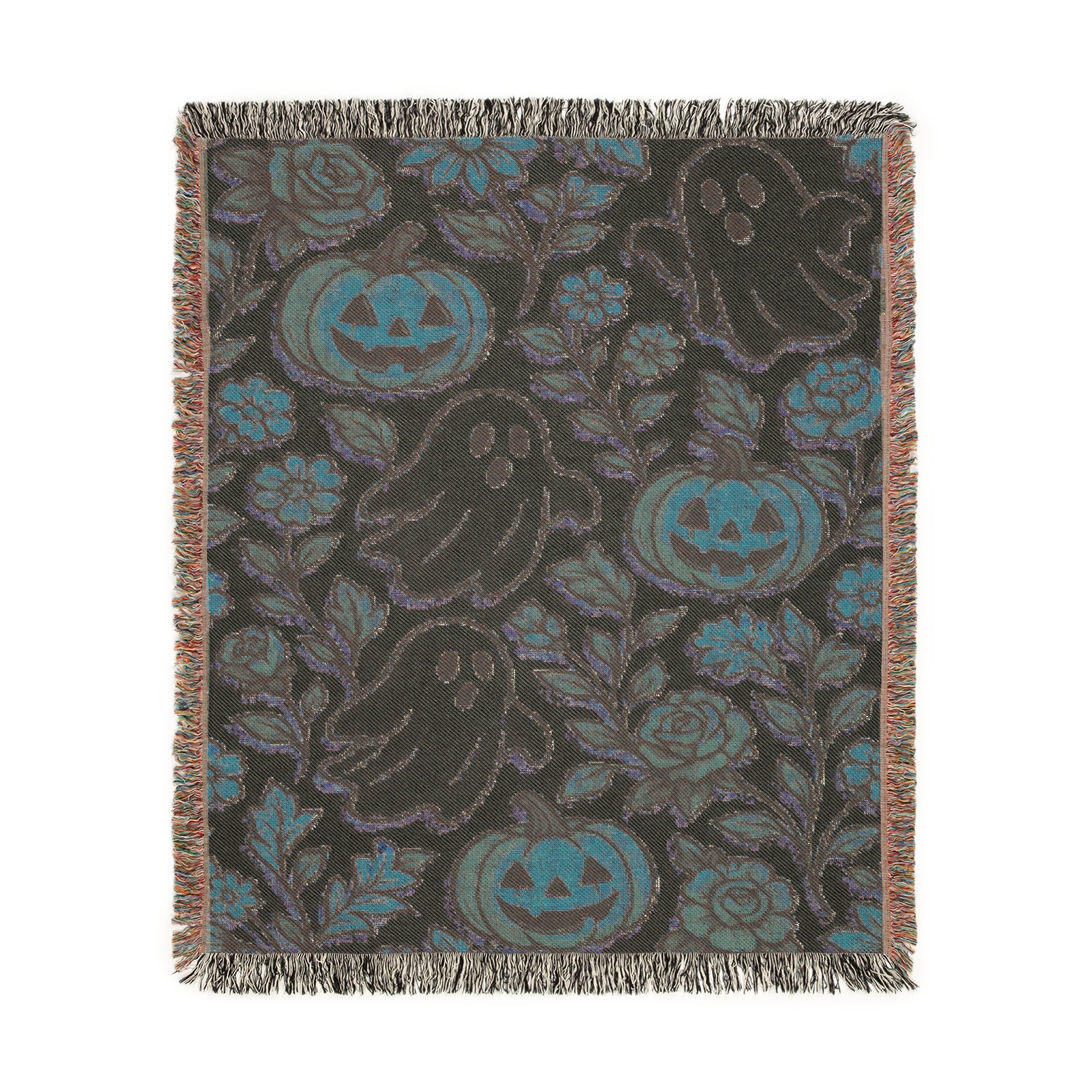 halloween dorm décor ghost pumpkin tapestry blanket, spooky cottagecore halloween throw for cozy fall nights