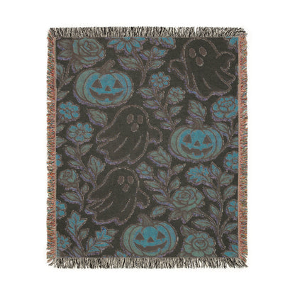halloween dorm décor ghost pumpkin tapestry blanket, spooky cottagecore halloween throw for cozy fall nights