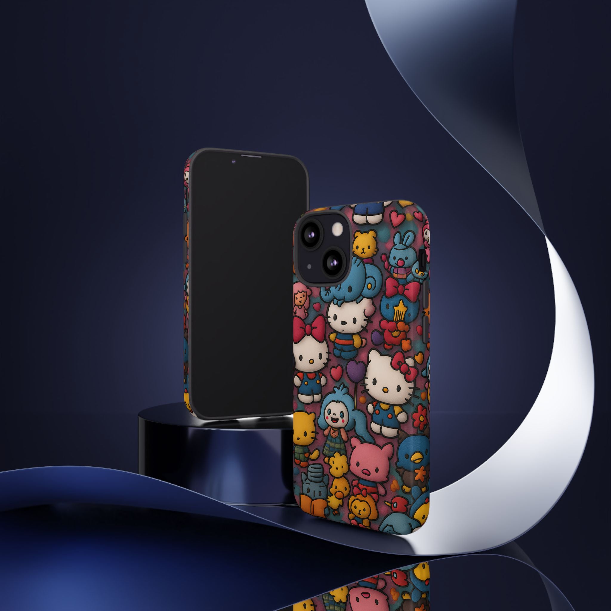 Cute Kawaii Cartoon Phone CaseColorful Hello Kitty Style Collage Cover for iPhone & Samsung