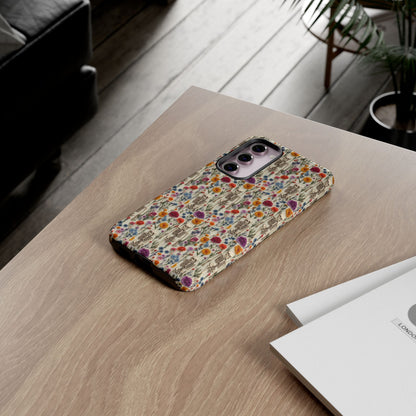 Skeleton Floral Phone Case – Gothic Vintage Botanical Skull Cover for iPhone, Samsung & Pixel Models