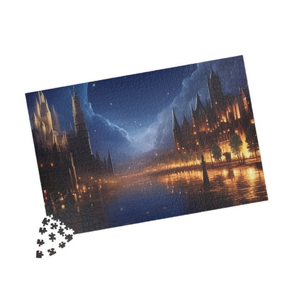 Moonlit Castle City Jigsaw Puzzle Enchanted Night Fantasy Puzzle for Adults & Cozy Gift Idea