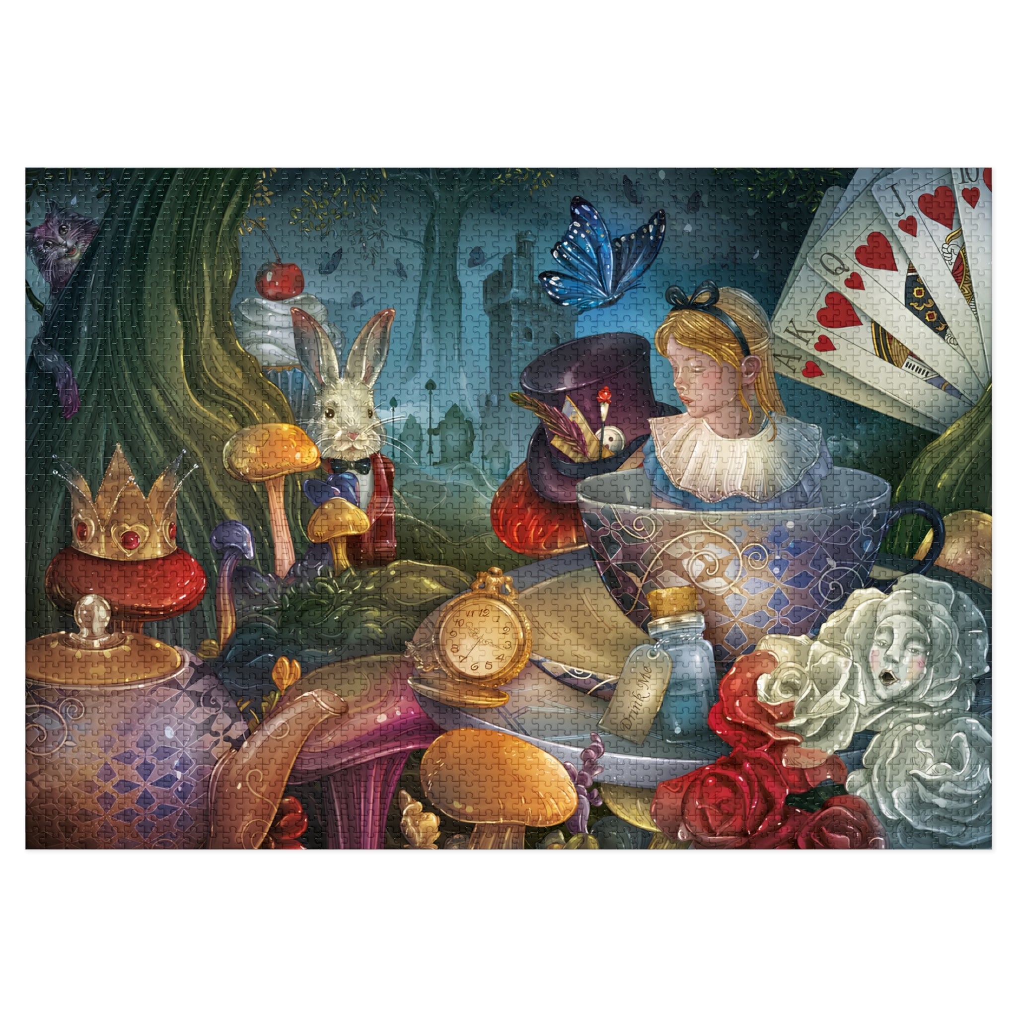 Whimsical Alice in Wonderland Tea Party Puzzle for Adults | Fantasy Storybook Jigsaw Gift