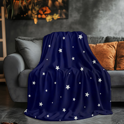Starry Night Sky Microfiber Blanket | Cozy Navy Celestial Throw for Bedroom or Reading Nook