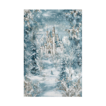 Winter Castle Puzzle – Snowy Fairytale Forest Jigsaw, Fantasy Art Gift for Adults