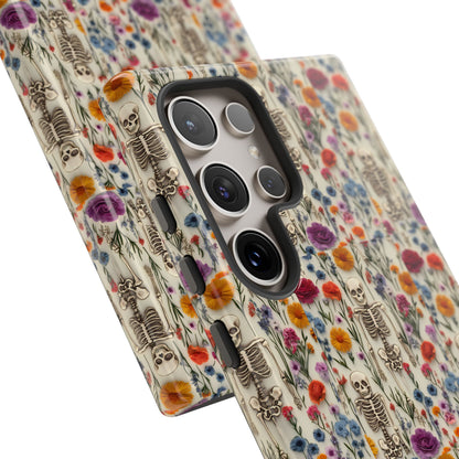 Skeleton Floral Phone Case – Gothic Vintage Botanical Skull Cover for iPhone, Samsung & Pixel Models