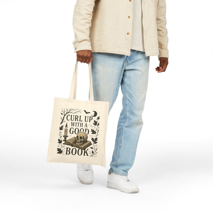 Vintage Gothic Book Lover Tote Bag – Skull & Candle Cotton Canvas Bag for Readers, Library & Gifts