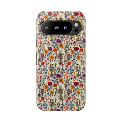 Skeleton Floral Phone Case – Gothic Vintage Botanical Skull Cover for iPhone, Samsung & Pixel Models