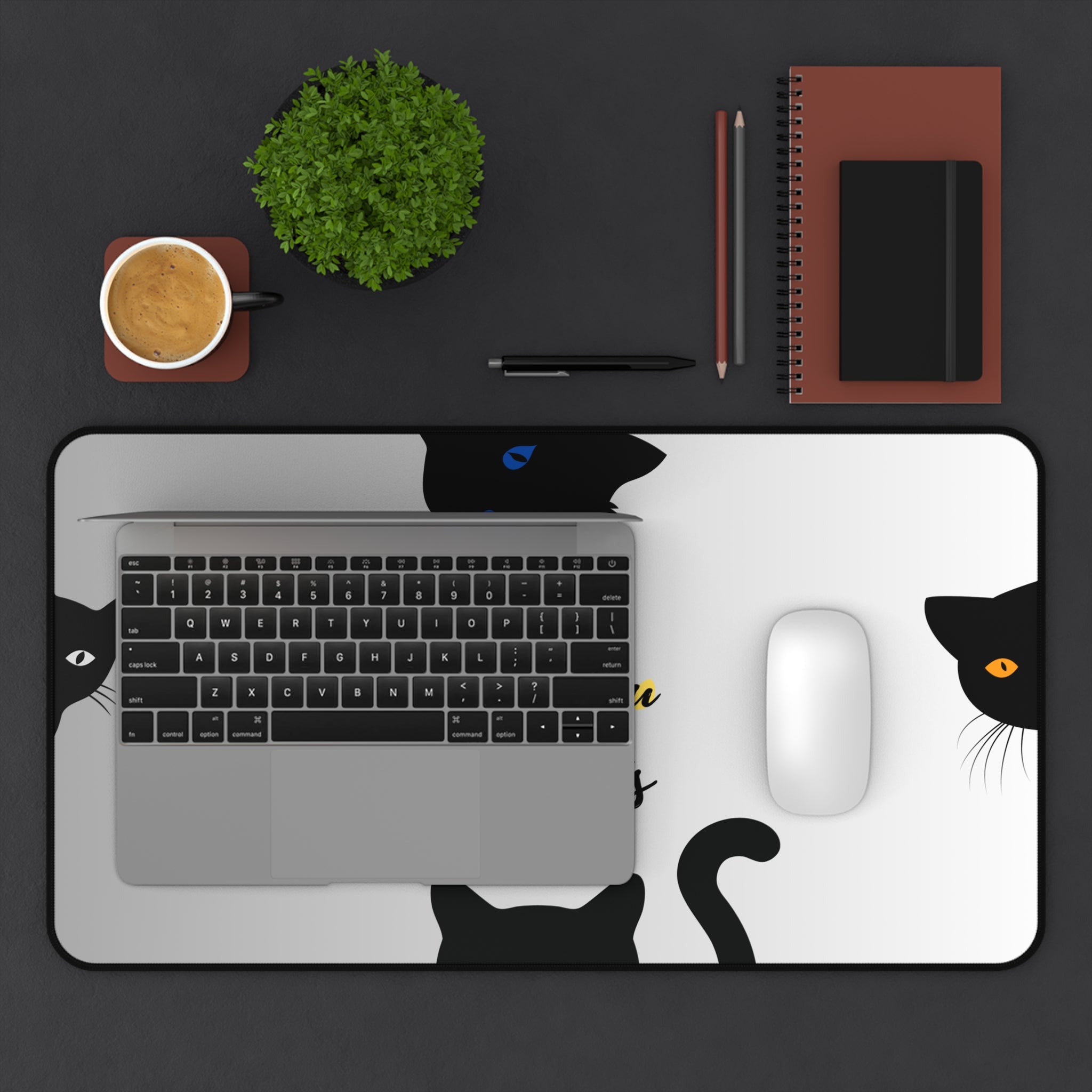 cozy workspace desk mat with cute cats