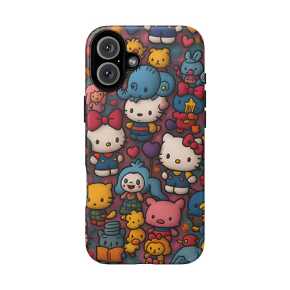 Cute Kawaii Cartoon Phone CaseColorful Hello Kitty Style Collage Cover for iPhone & Samsung