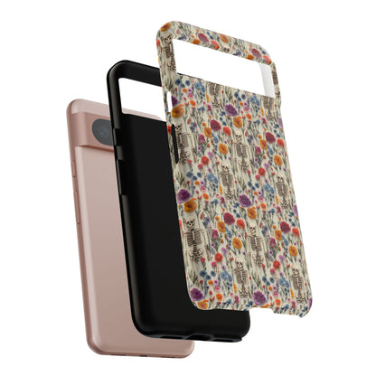 Skeleton Floral Phone Case – Gothic Vintage Botanical Skull Cover for iPhone, Samsung & Pixel Models