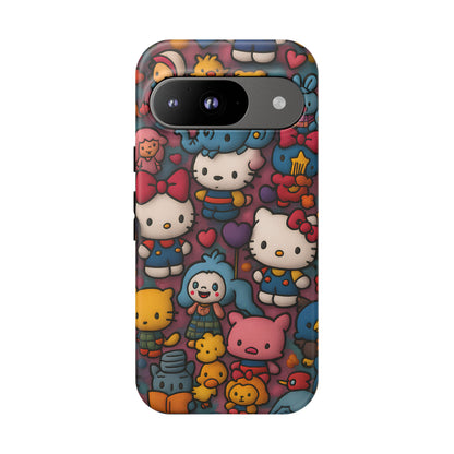 Cute Kawaii Cartoon Phone CaseColorful Hello Kitty Style Collage Cover for iPhone & Samsung