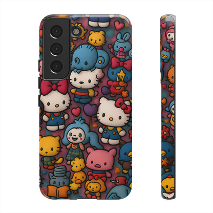 Cute Kawaii Cartoon Phone CaseColorful Hello Kitty Style Collage Cover for iPhone & Samsung