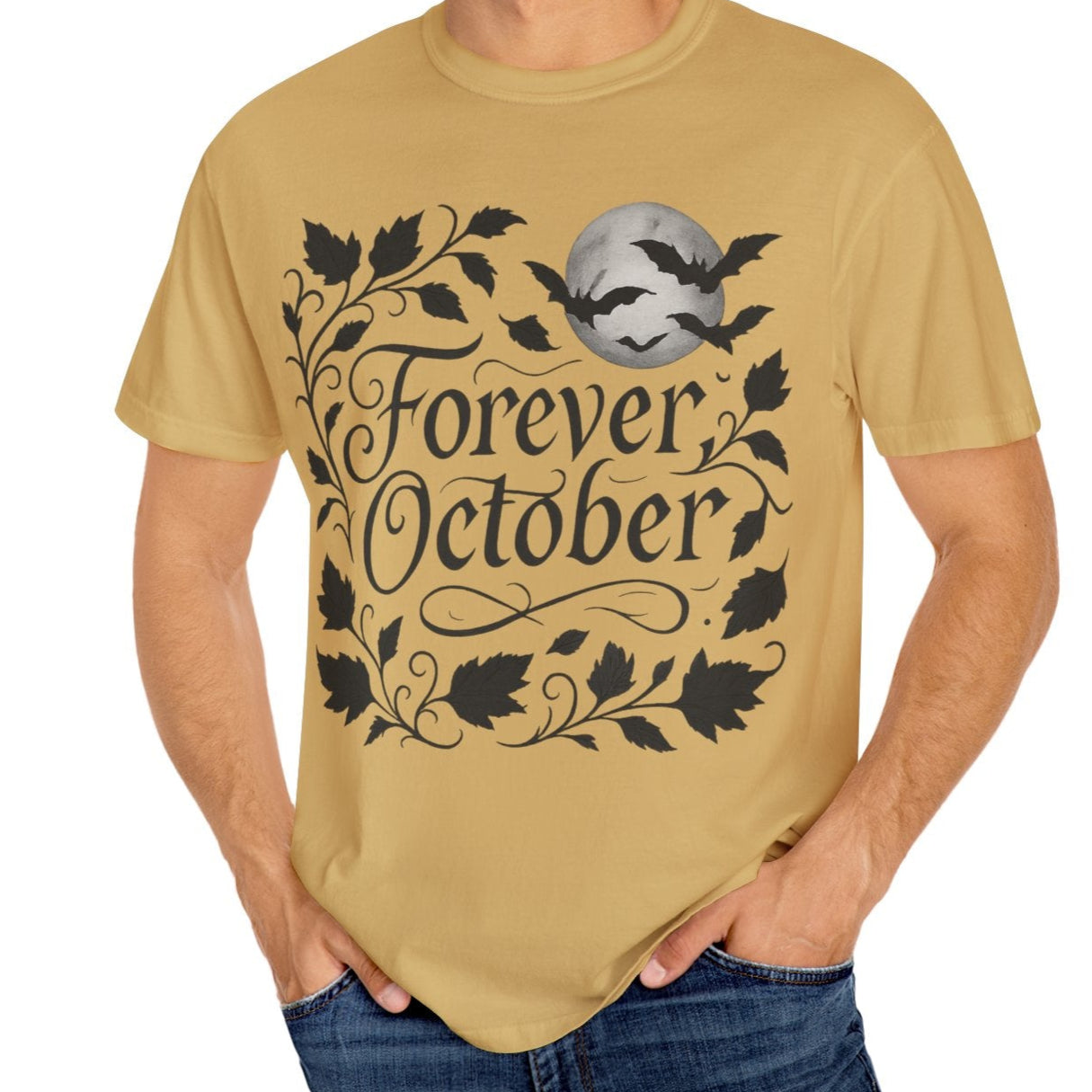 Forever October Comfort Colors Tee Cozy Gothic Fall Shirt for Halloween Lovers & Autumn Vibes