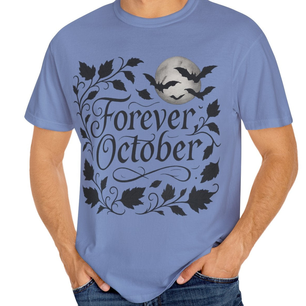 Forever October Comfort Colors Tee Cozy Gothic Fall Shirt for Halloween Lovers & Autumn Vibes